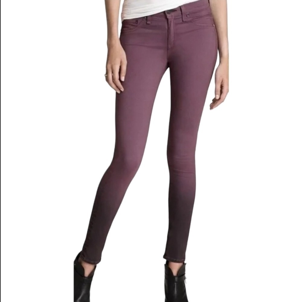 RAG & BONE Jeggings Women Sz 27 Skinny Ankle Ombre Plum Purple Casual Denim‎ Y2K